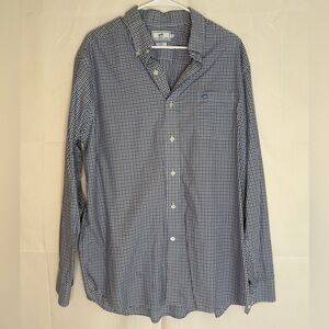 Southern Tide Navy and White Checkered Button Down Shirt